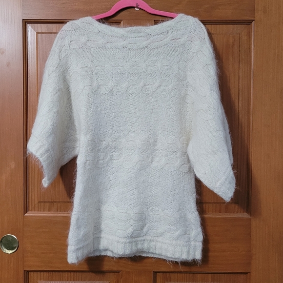 100% Peruvian Alpaca Sweater Cream Ivory Wide Sleeve Womens M ? Inca Fashions - Picture 2 of 6